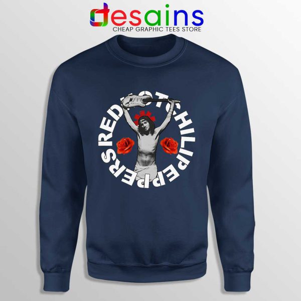 John Frusciante Guitar Navy Sweatshirt Red Hot Chili Peppers