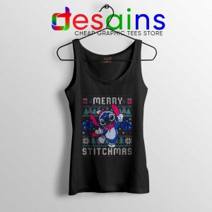 Merry Stitchmas Black Tank Top Stitch Ugly Christmas Tops