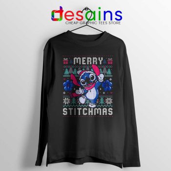 Merry Stitcmas Black Long Sleeve Tee Stitch Ugly Christmas