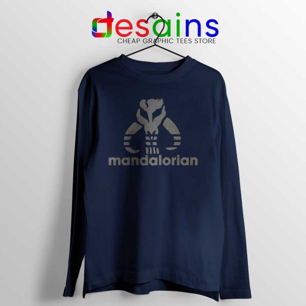 Mythosaur Skull Adidas Navy Long Sleeve Tee Mandalorian Symbol