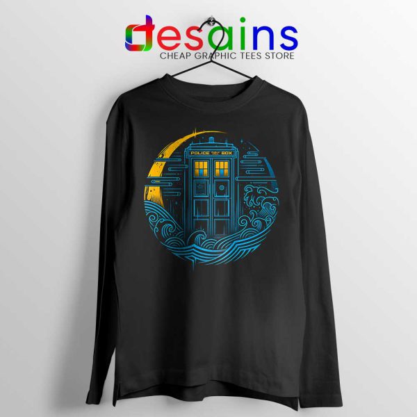 Police Box Dr who Black Long Sleeve Tee The Traveler Tardis