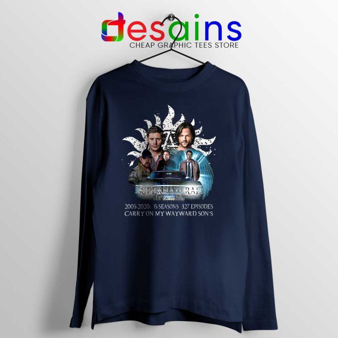 Supernatural Family Navy Long Sleeve Tee Dont End With Blood 4W