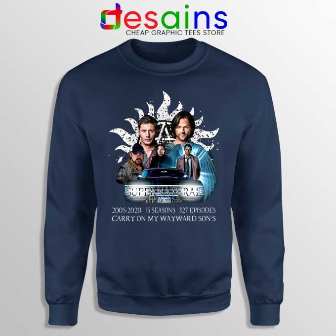 Supernatural Family Navy Sweatshirt Dont End With Blood 4W Sweaters