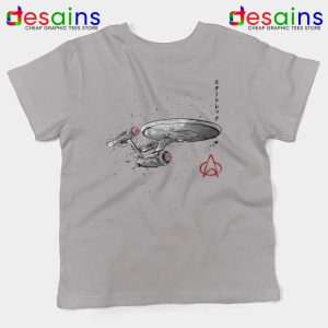 USS Enterprise Japanese Light Grey Kids Tee NCC-1701 Star Trek