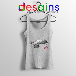 USS Enterprise Japanese SPort Grey Tank Top NCC-1701 Star Trek Tops