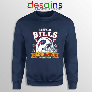 Buffalo Bills White Helmet Navy Sweatshirt AFC East Champs