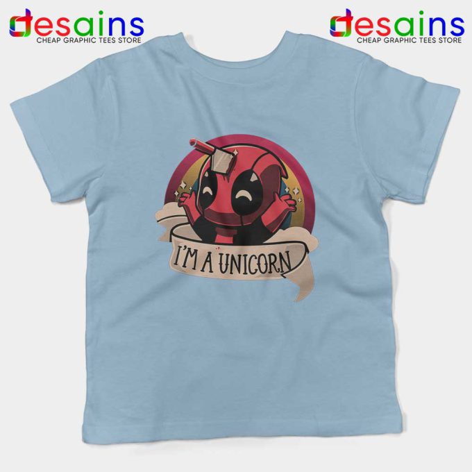 Im A Deadpool Unicorn Light Blue Kids Tee Marvel Comics Youth T-shirts