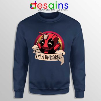 Im A Deadpool Unicorn Navy Sweatshirt Marvel Comics Sweaters