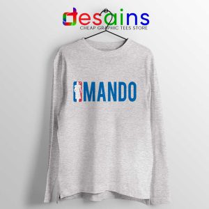 Mando NBA Logo SPort Grey Long Sleeve Tee Mandalorian