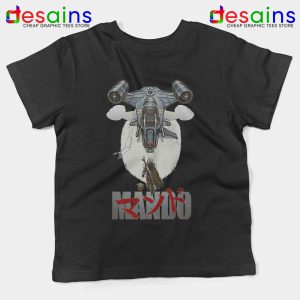 Mando Ship Star Wars Black Kids Tee Din Djarin