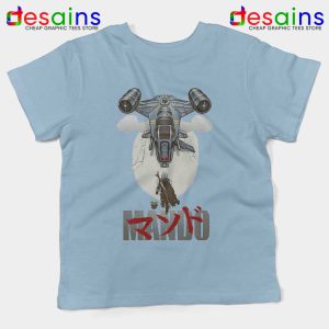 Mando Ship Star Wars Light Blue Kids Tee Din Djarin