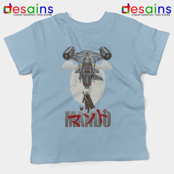 Mando Ship Star Wars Light Blue Kids Tee Din Djarin