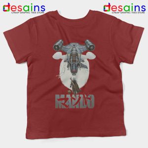 Mando Ship Star Wars Red Kids Tee Din Djarin