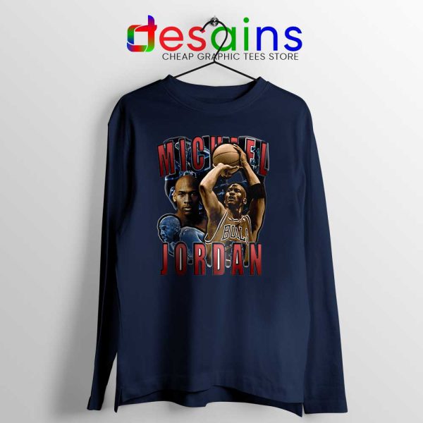 Michael Jordan The Shot Navy Long Sleeve Tee NBA Merch