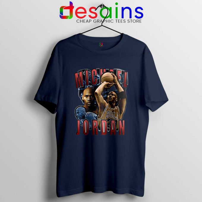 Michael Jordan The Shot Navy T Shirt NBA Legend
