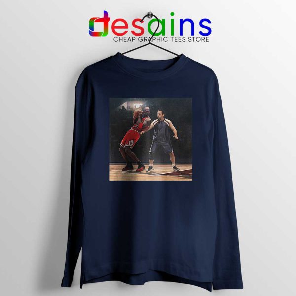 Michael Scott Vs Jordan Navy Long Sleeve Tee