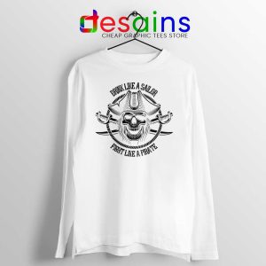 Pirate Skull and Crossbones White Long Sleeve Tee