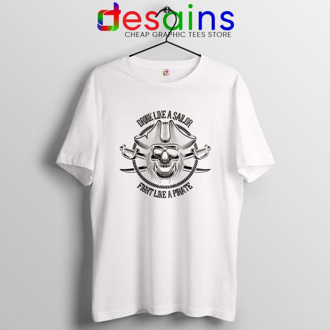Pirate Skull and Crossbones White T Shirt