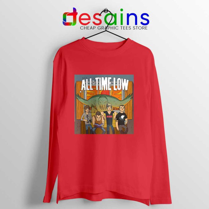 All Time Low Don t Panic Tour Red Long Sleeve Tee Band