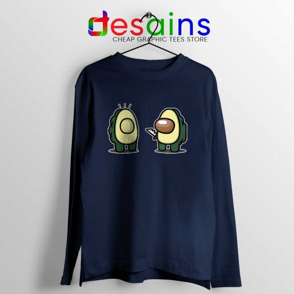 Cute Avocado Imposter Navy Long Sleeve Tee Game Among Us