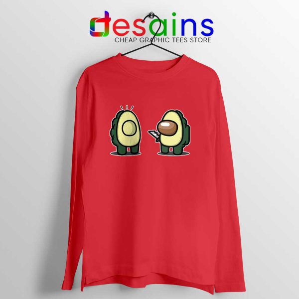 Cute Avocado Imposter Red Long Sleeve Tee Game Among Us