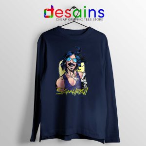 Cyberpunk 2077 Johnny Navy Long Sleeve Tee Samurai