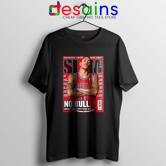 Derrick Rose No Bulls Black T Shirt Slam Cover