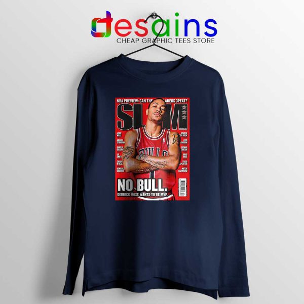 Derrick Rose No Bulls Navy Long Sleeve Tee Slam