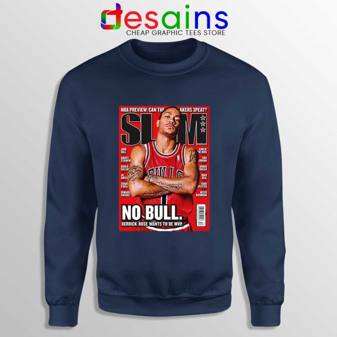 Derrick Rose No Bulls Navy Sweatshirt Slam Cover