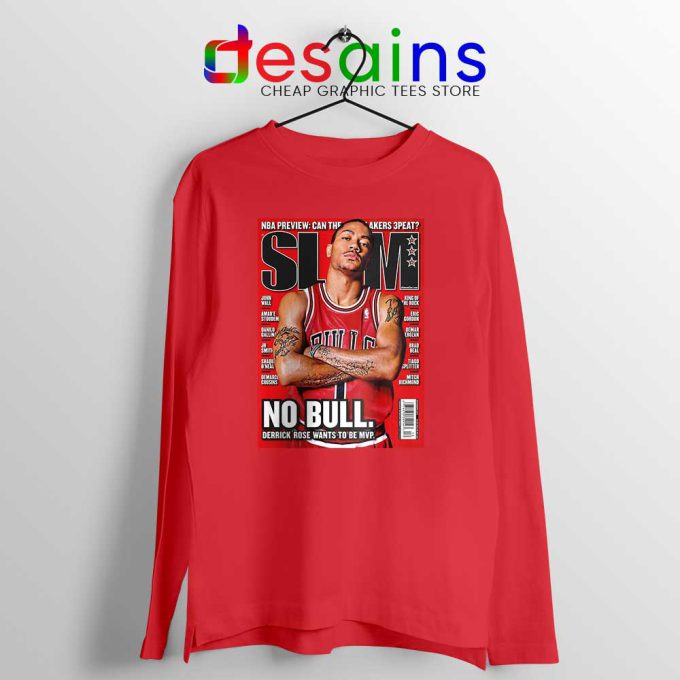 Derrick Rose No Bulls Red Long Sleeve Tee Slam