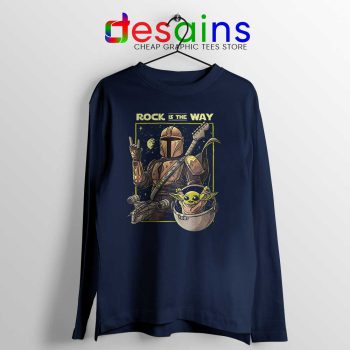Mandalorian AcDc Rock n Roll Navy Long Sleeve Tee This is the Way