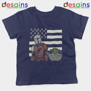 Mando Baby Yoda Flag Navy Kids Tee Disney Merch Sale