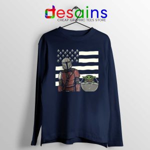 Mando Baby Yoda Flag Navy Long Sleeve Tee