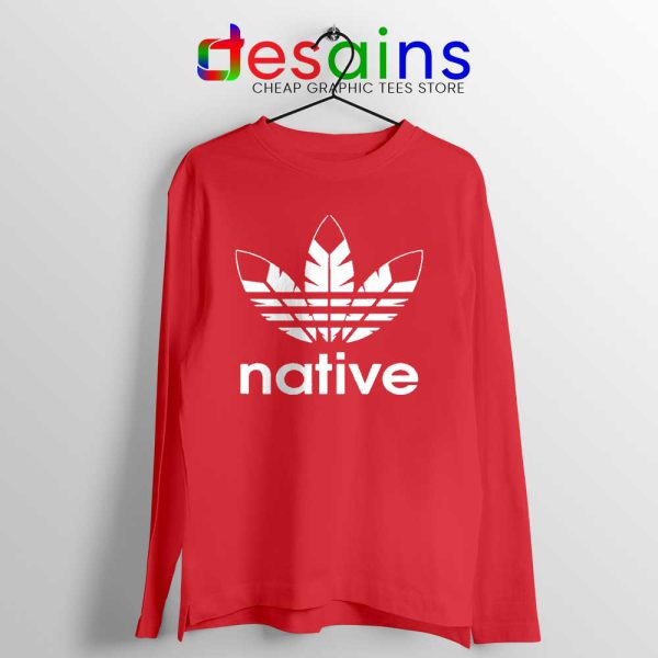 Native American Adidas Red Long Sleeve Tee Logo