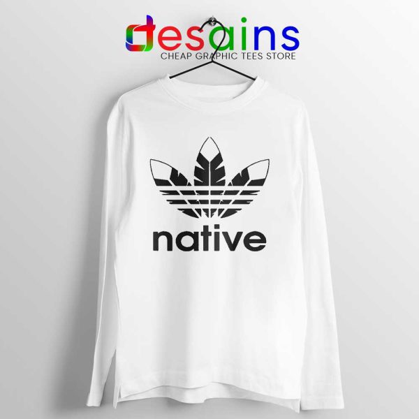 Native American Adidas White Long Sleeve Tee Logo
