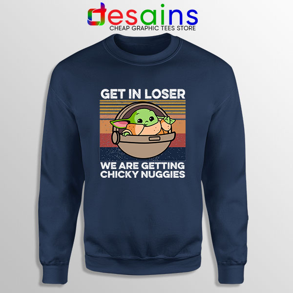 Chicky Nuggies Baby Yoda Navy Sweatshirt Meme Grogu