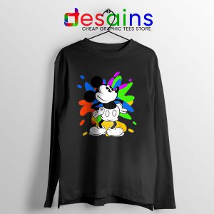 Mickey Mouse On Disney Art Black Long Sleeve Tee Cartoon