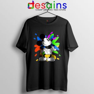 Mickey Mouse On Disney Art Black T Shirt Cartoon Paint