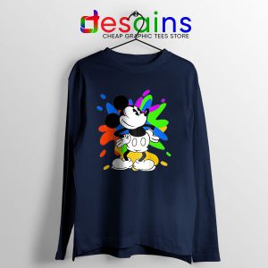 Mickey Mouse On Disney Art Navy Long Sleeve Tee Cartoon