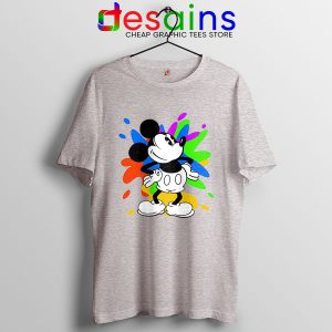 Mickey Mouse On Disney Art Sport Grey T Shirt Cartoon Paint