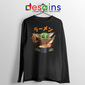 Ramen Baby Yoda Meme Black Long Sleeve Tee Mandalorian