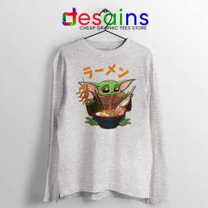 Ramen Baby Yoda Meme SPort Grey Long Sleeve Tee Mandalorian