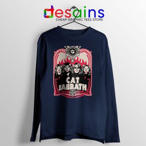 Cat Sabbath Band Navy Long Sleeve Tee Meow Black Sabbath