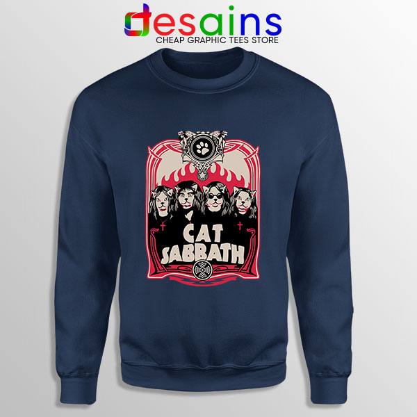 Cat Sabbath Band Navy Sweatshirt Funny Rock Bands