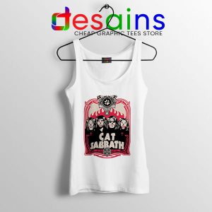 Cat Sabbath Band WHite Tank Top Funny Meow