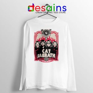 Cat Sabbath Band White Long Sleeve Tee Meow Black Sabbath