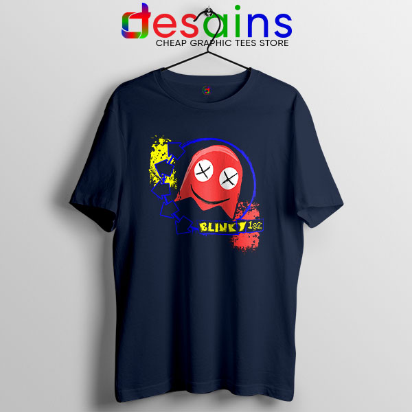 Funny Blink 182 Game Navy T Shirt Blinky Pac Man