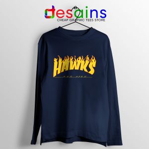 Hawks Logo Parody Navy Long Sleeve Tee My Hero Academia