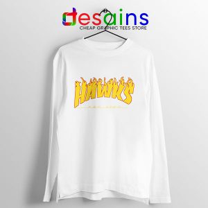 Hawks Logo Parody White Long Sleeve Tee My Hero Academia