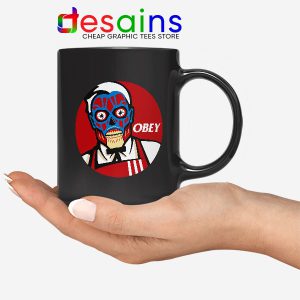 Funny Obey KFC Skull Black Mug Face Bones Logo